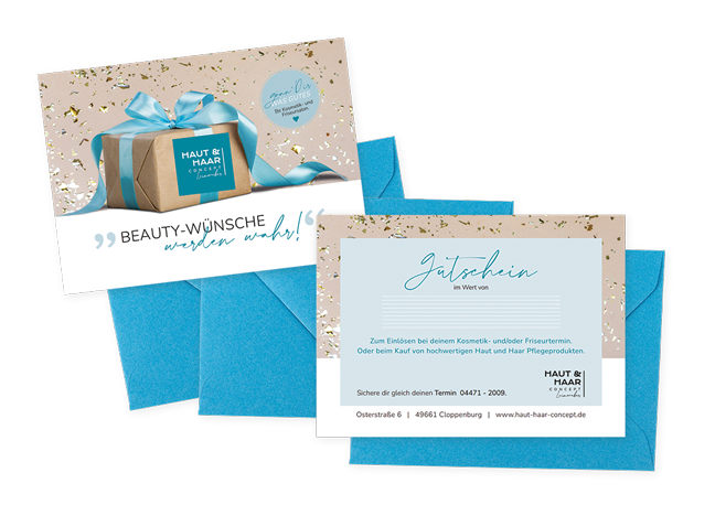 Gutschein-Werbeagentur-Hallo-Print-und-Web-Cloppenburg-Gutscheine-Haut-Haar-Concept-Cloppenburg